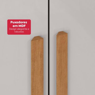 Guarda-roupa Casal Easy Slim 8 Portas Com Espelho e Pés Amendoa Clean/Off White