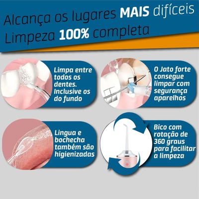 Aparelho Higiene Dental Bucal Jato DÁgua Irrigador Portátil | Limpeza Profunda e Saúde para Seu Sorriso
