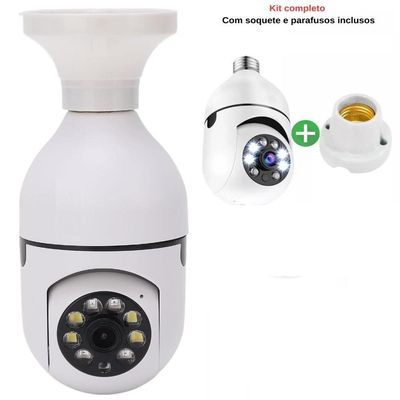 Camera Ip Segurança Tipo Lâmpada Giratoria Wifi Vigilância HD 1080p