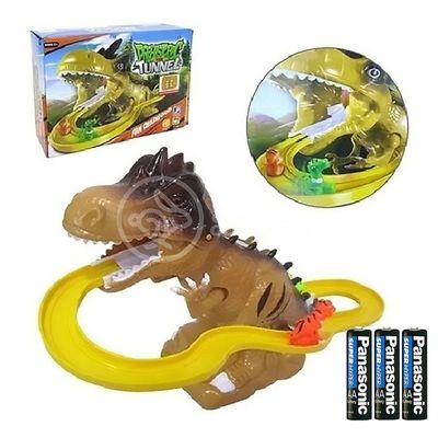 Brinquedo Pista Elevador Com Som E Luz Dinossauro Marrom