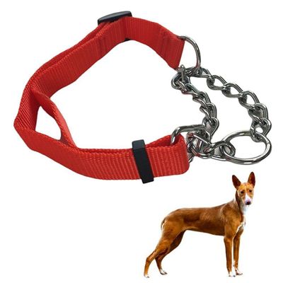 Coleira Corrente Nylon 2.5cm Enforcador Aço Elo Torcido Caes