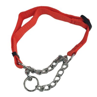 Coleira Corrente Nylon 2.5cm Enforcador Aço Elo Torcido Caes
