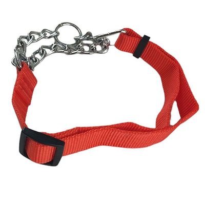 Coleira Corrente Nylon 2.5cm Enforcador Aço Elo Torcido Caes