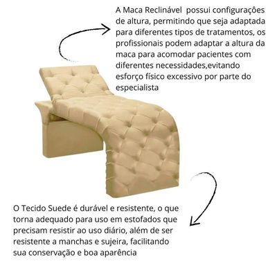 Maca Estofada Estética Cílios Regulável Spa Suede Eloísa Bege