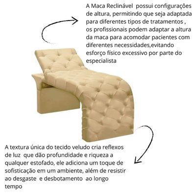 Maca Estofada Estética Cílios Regulável Spa Veludo Eloísa Bege