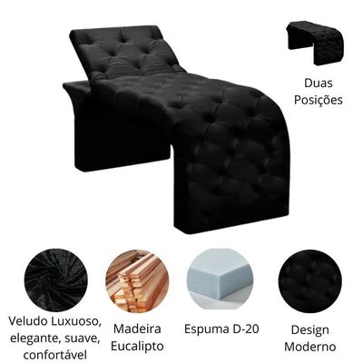 Maca Estofada Estética Cílios Regulável Spa Veludo Valentina Preto