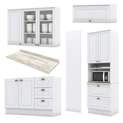 Cozinha Completa Americana 4 Peças Com Lateral Branco - Móveis Henn Branco