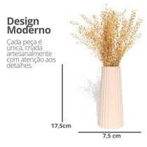 Vaso Solitário Listras 17,5x7,5cm Artesanal Em Cimento Palha