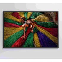 Quadro Artesão Secando Tapetes Tradicionais Medidas 90x60 Cm Impressão Adesivo Fotográfico
