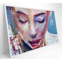 Quadro Pintura Rosto Feminino Medidas 60x40 Cm Impressão Vidro Acrílico