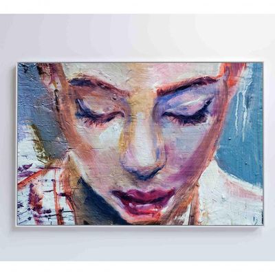 Quadro Pintura Rosto Feminino Medidas 60x40 Cm Impressão Vidro Acrílico