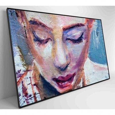 Quadro Pintura Rosto Feminino Medidas 60x40 Cm Impressão Vidro Acrílico