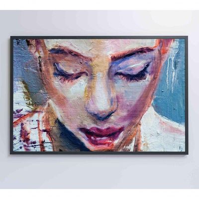 Quadro Pintura Rosto Feminino Medidas 60x40 Cm Impressão Vidro Acrílico