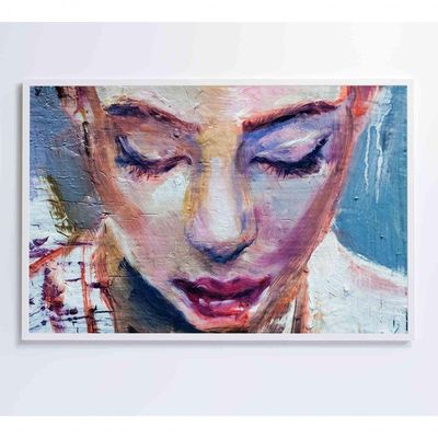 Quadro Pintura Rosto Feminino Medidas 60x40 Cm Impressão Vidro Acrílico