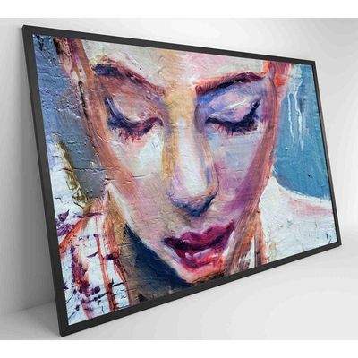 Quadro Pintura Rosto Feminino Medidas 60x40 Cm Impressão Vidro Acrílico