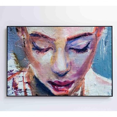 Quadro Pintura Rosto Feminino Medidas 60x40 Cm Impressão Vidro Acrílico