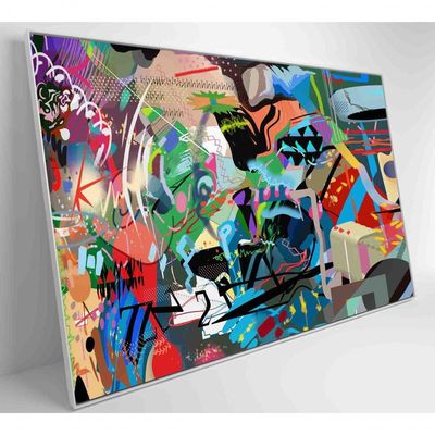 Quadro Pintura De Rua Multicolorida Aleatória Medidas 120x80 Cm Impressão Tecido Canvas