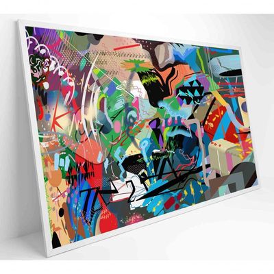 Quadro Pintura De Rua Multicolorida Aleatória Medidas 120x80 Cm Impressão Tecido Canvas