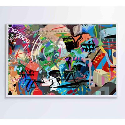 Quadro Pintura De Rua Multicolorida Aleatória Medidas 120x80 Cm Impressão Tecido Canvas