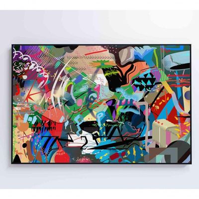 Quadro Pintura De Rua Multicolorida Aleatória Medidas 120x80 Cm Impressão Tecido Canvas