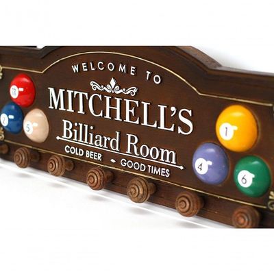 Placa Decorativa Suporte Canecos, Cabide Mitchell´s Billiard