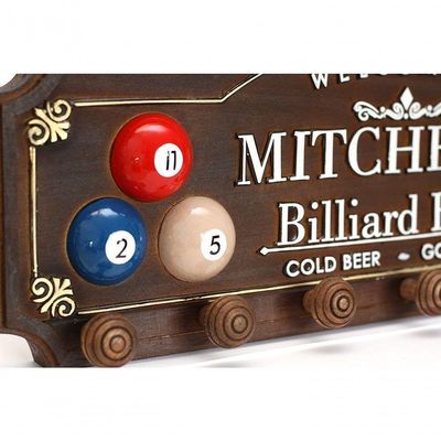Placa Decorativa Suporte Canecos, Cabide Mitchell´s Billiard