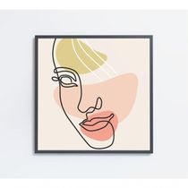 Quadro Feminino Silhueta Face Artística Contínua Medidas 80x80 Cm Impressão Vidro Acrílico