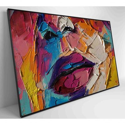Quadro Pintura óleo De Rosto Feminino Medidas 90x60 Cm Impressão Adesivo Fotográfico