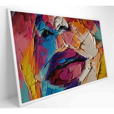 Quadro Pintura óleo De Rosto Feminino Medidas 90x60 Cm Impressão Adesivo Fotográfico
