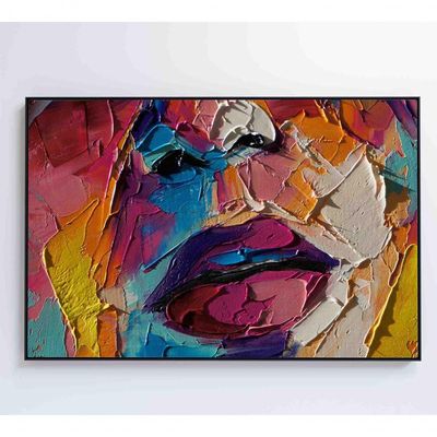Quadro Pintura óleo De Rosto Feminino Medidas 90x60 Cm Impressão Adesivo Fotográfico
