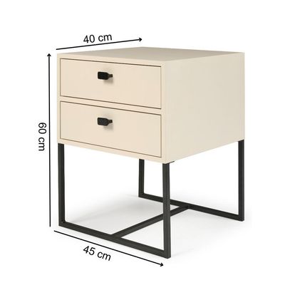 Mesa Cabeceira Medelim 2 Gavetas Off White