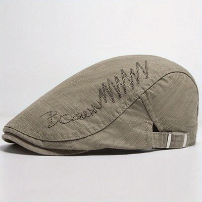 Boina Ajustvel Com Letras Bordadas Estilo Fashion Bege
