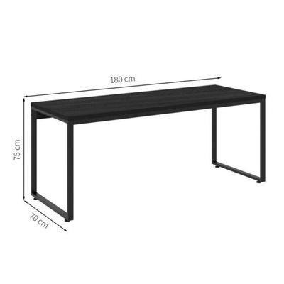 Conjunto de Mesa Kuadra Preta com Cadeira de Escritório Diretor Giratória Cleaner Branca