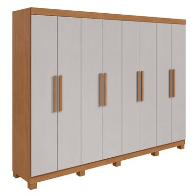 Guarda-roupa Casal Easy Slim 8 Portas Com Pés Amendoa Clean/Off White