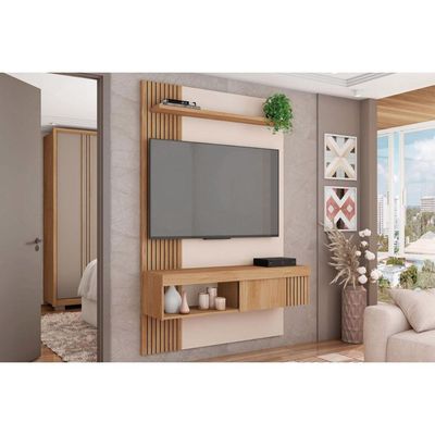 Home p/ TV até 45 Pol Jade Ripada 120x183cm Freijo/Off White - Caemmun