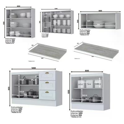 Cozinha Completa Americana 7 Peças Branco - Móveis Henn Branco Hp