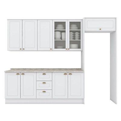 Cozinha Completa Americana 5 Peças Com Lateral Branco - Móveis Henn Branco