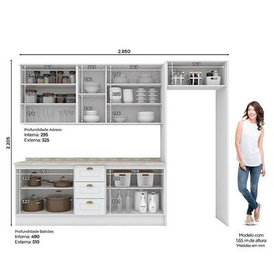 Cozinha Completa Americana 5 Peças Com Lateral Branco - Móveis Henn Branco