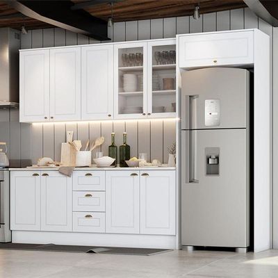 Cozinha Completa Americana 5 Peças Com Lateral Branco - Móveis Henn Branco