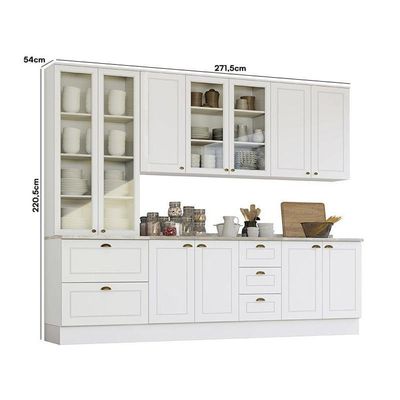 Cozinha Completa Americana 5 Peças Branco Com Cristaleira - Móveis Henn Branco