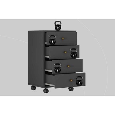 Mesa Cabeceira Presence Com 4 Gavetas Amendola Touch Grafito Demóbile
