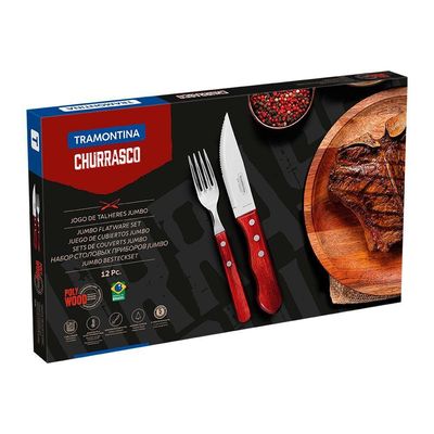 Jogo De Talheres 12 Peças Tramontina Churrasco 21199796 Vermelho