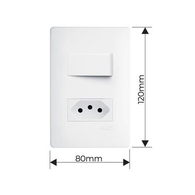 Interruptor Simples E Tomada 2p+t 10a Fame Habitat Com Placa 4x2 Branco