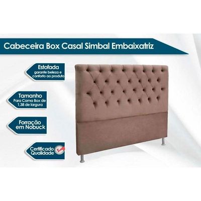 Painel De Cama Box Estofada Casal Embaixatriz Plus Suede Marrom Taupe - Simbal