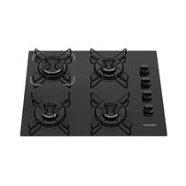 Cooktop 4 Bocas Itatiaia A Gás Em Aço Inox E Mesa Vidro Temperado Essencial Preto - Bivolt