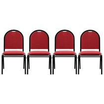 Kit 4 Cadeiras Hoteleiras Auditório Empilhável Linho M23 Vermelho - Mpozenato