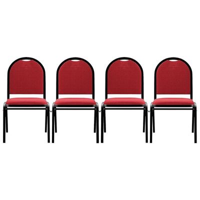 Kit 4 Cadeiras Hoteleiras Auditório Empilhável Linho M23 Vermelho - Mpozenato