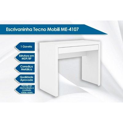Escritório Completo 1 Mesa De Computador Me4107 + 1 Balcão Me4103 + 1 Estante Me4110 3 Peças Preto