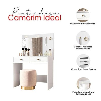 Penteadeira Camarim Ambiente Ideal Branco Brilho - Moval