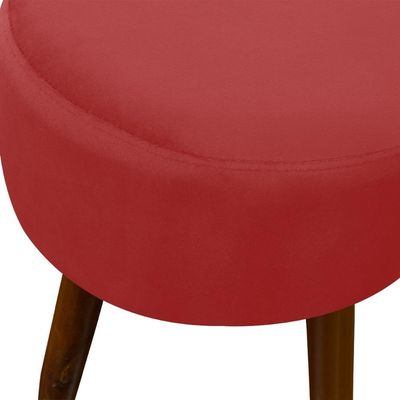Puff Banqueta Decorativo Pés Madeira Vermelho